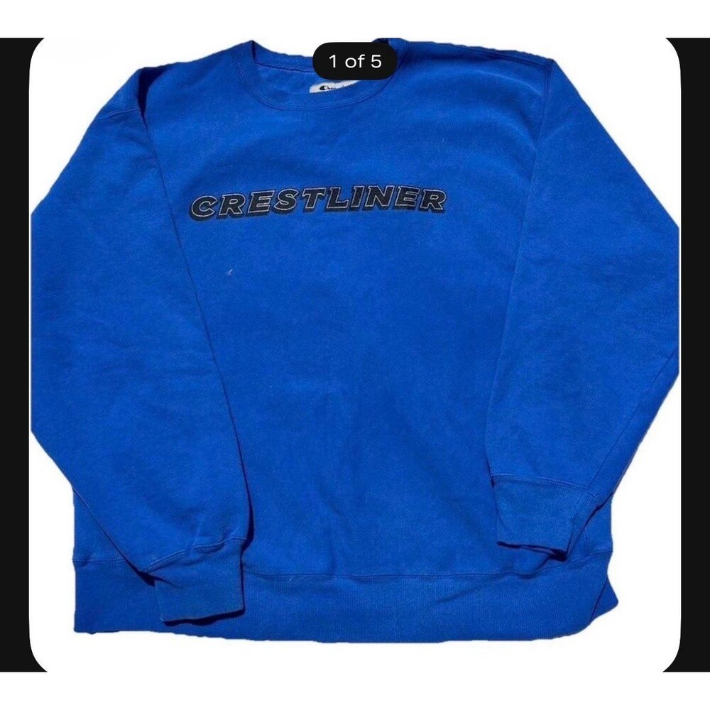 Vintage Champion Reverse Weave Crestliner Blue Crewneck Sweatshirt XL